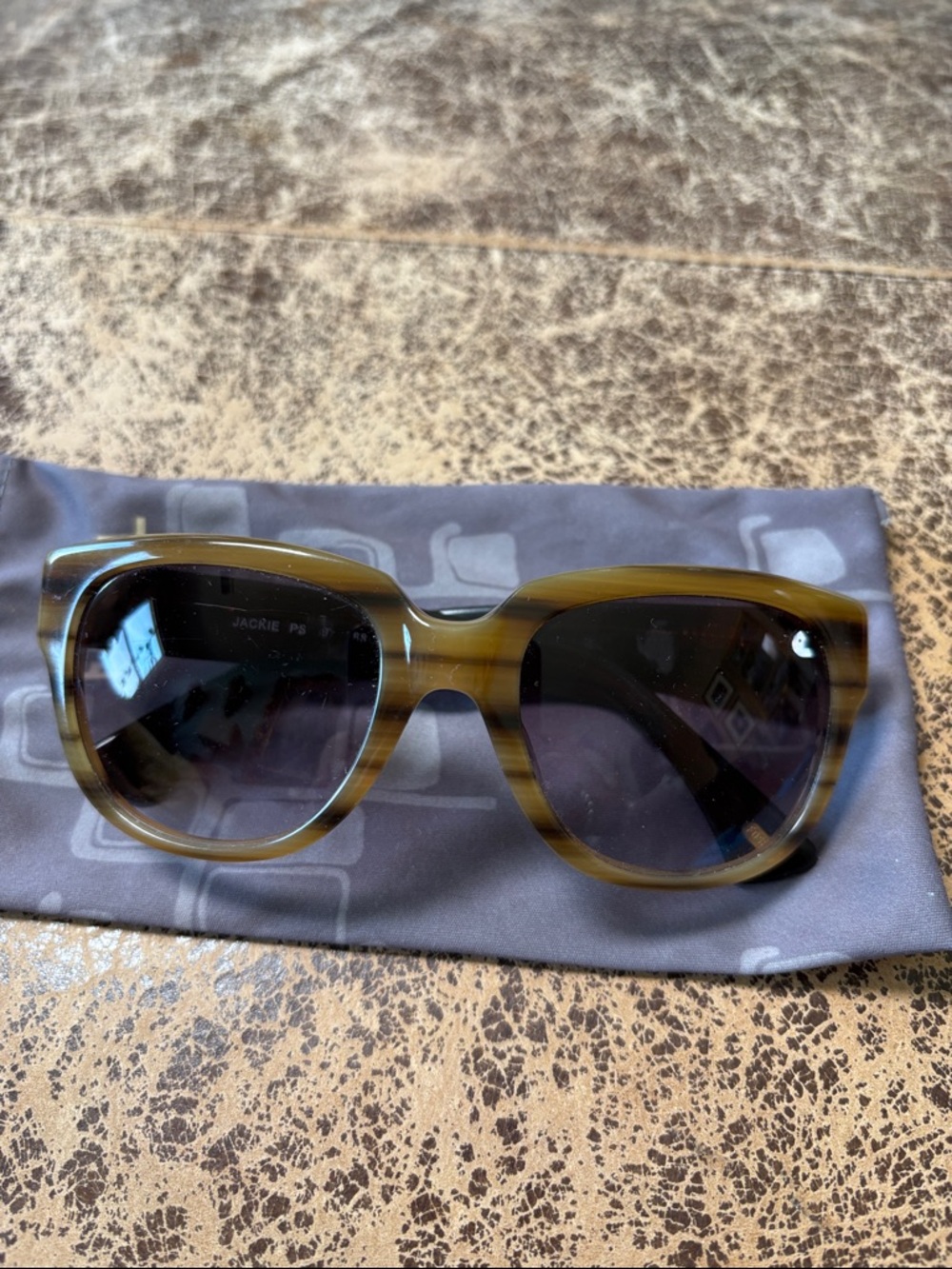 Fossil Black and Olive Tortoise Rectangular Sunglasses